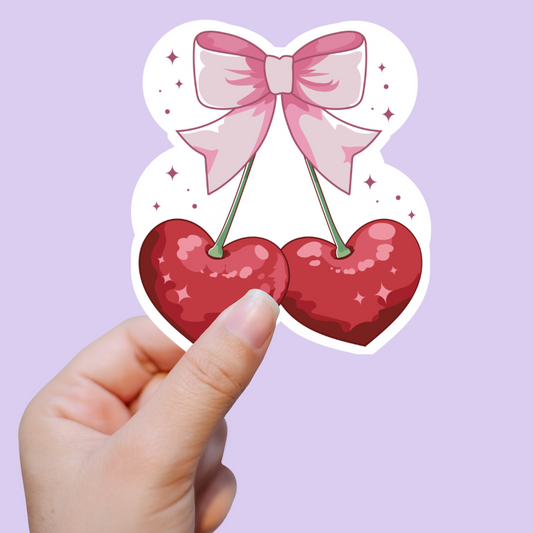Cherries with Bow Sticker