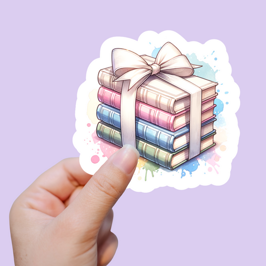 Pastel Books with Bow Sticker